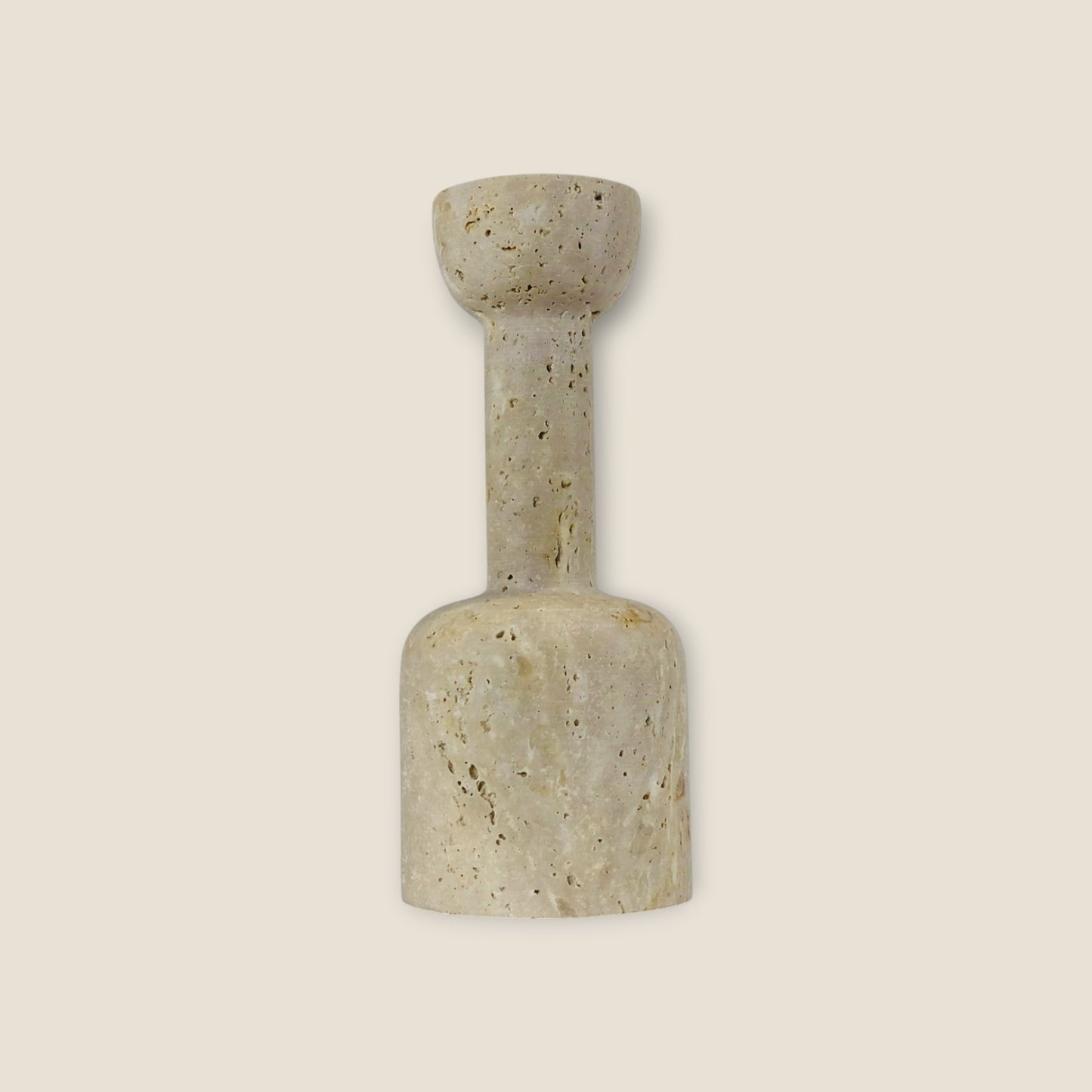 Stemmed Cup Candle Stand - Travertine