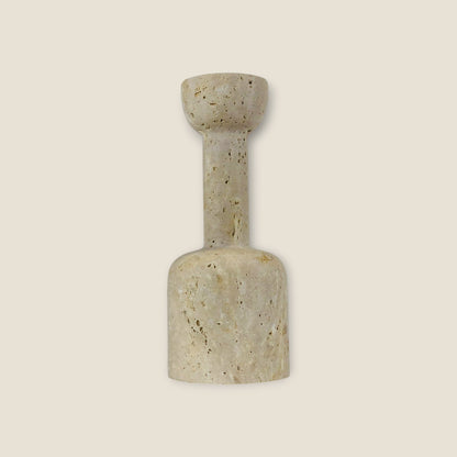 Stemmed Cup Candle Stand - Travertine