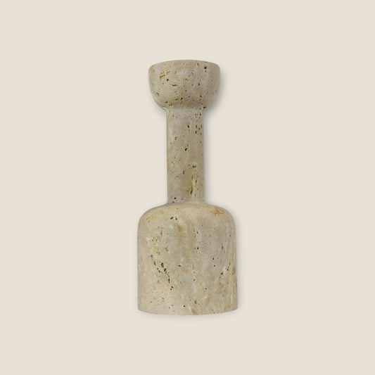 Stemmed Cup Candle Stand - Travertine