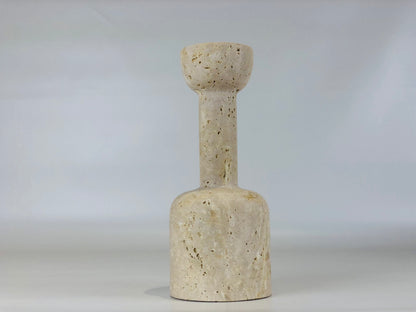 Stemmed Cup Candle Stand - Travertine