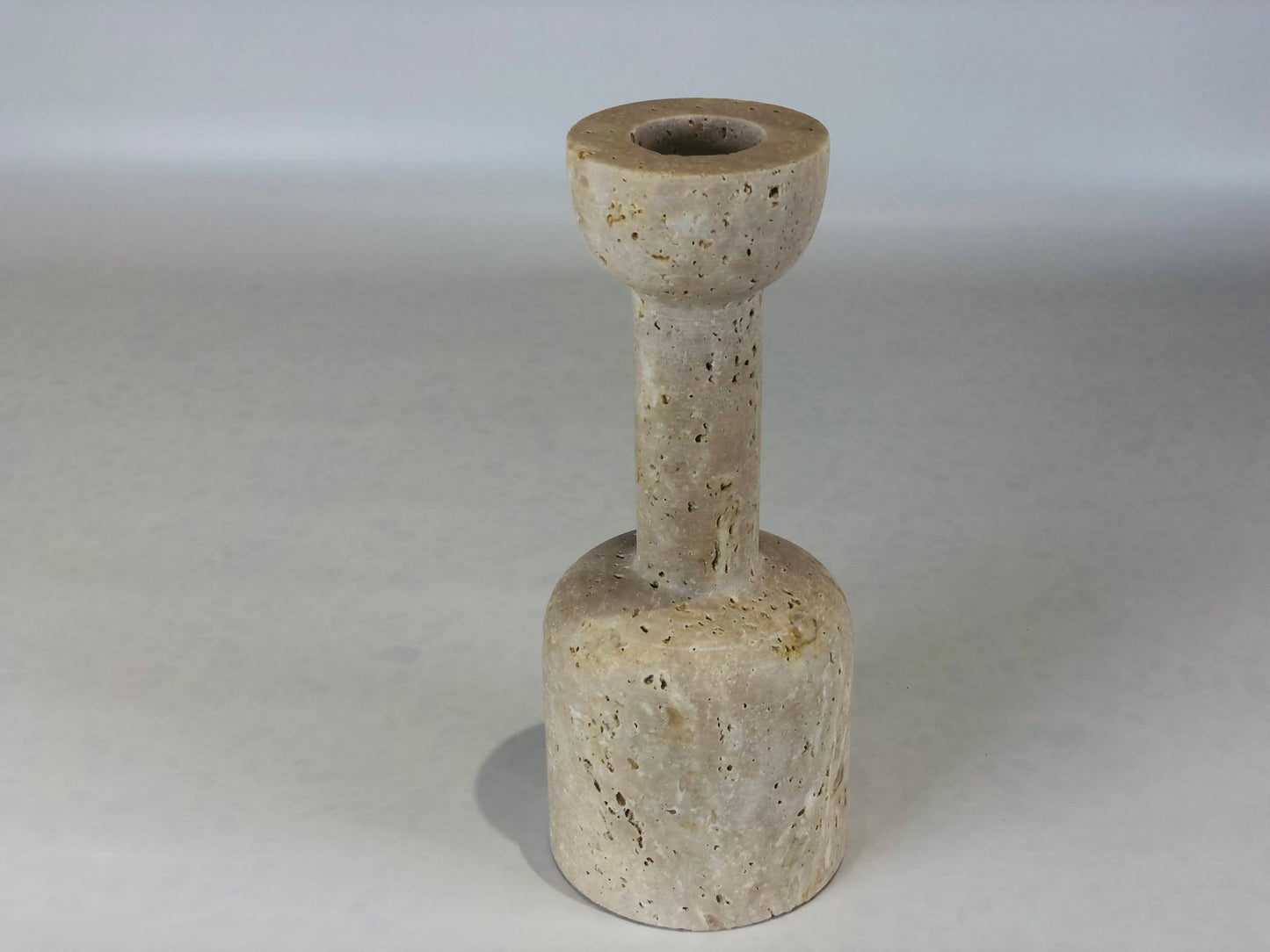 Stemmed Cup Candle Stand - Travertine