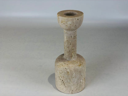 Stemmed Cup Candle Stand - Travertine