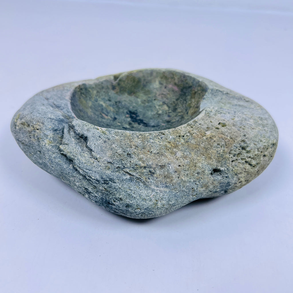 River Stone Blue Green Marked Ash Tray