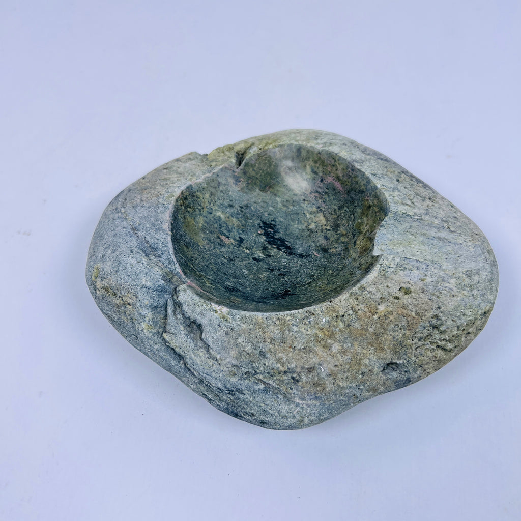 River Stone Blue Green Marked Ash Tray