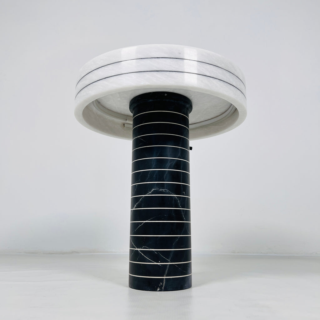 Black and White Pinstriped Marble Table Lamp