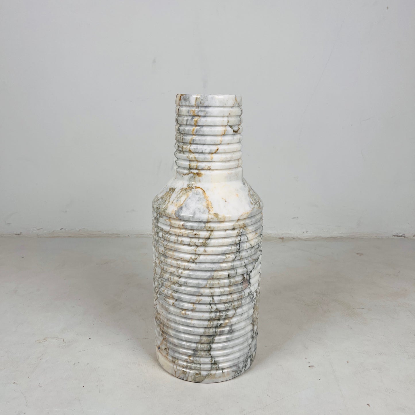 Grooved Marble Vase - Green Commando