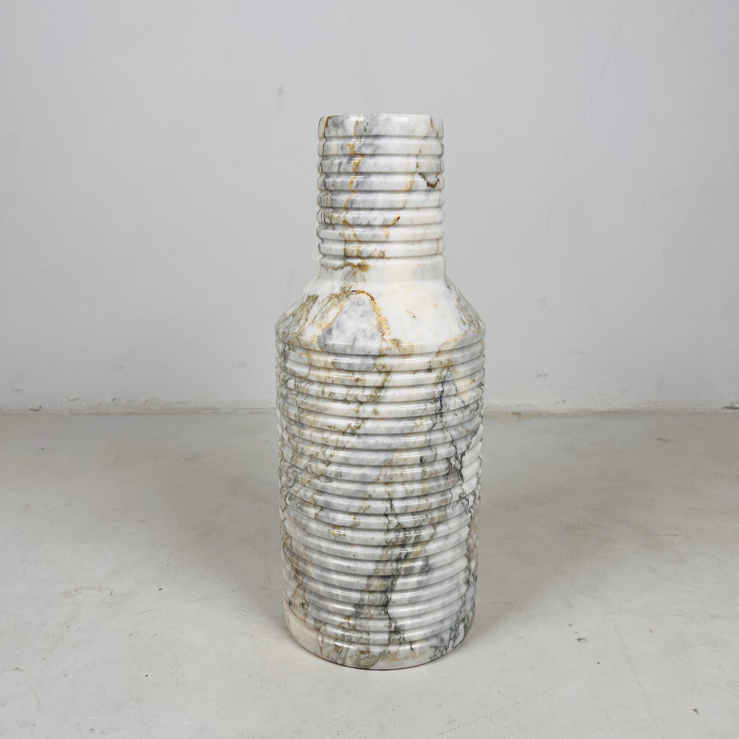 Grooved Marble Vase - Green Commando