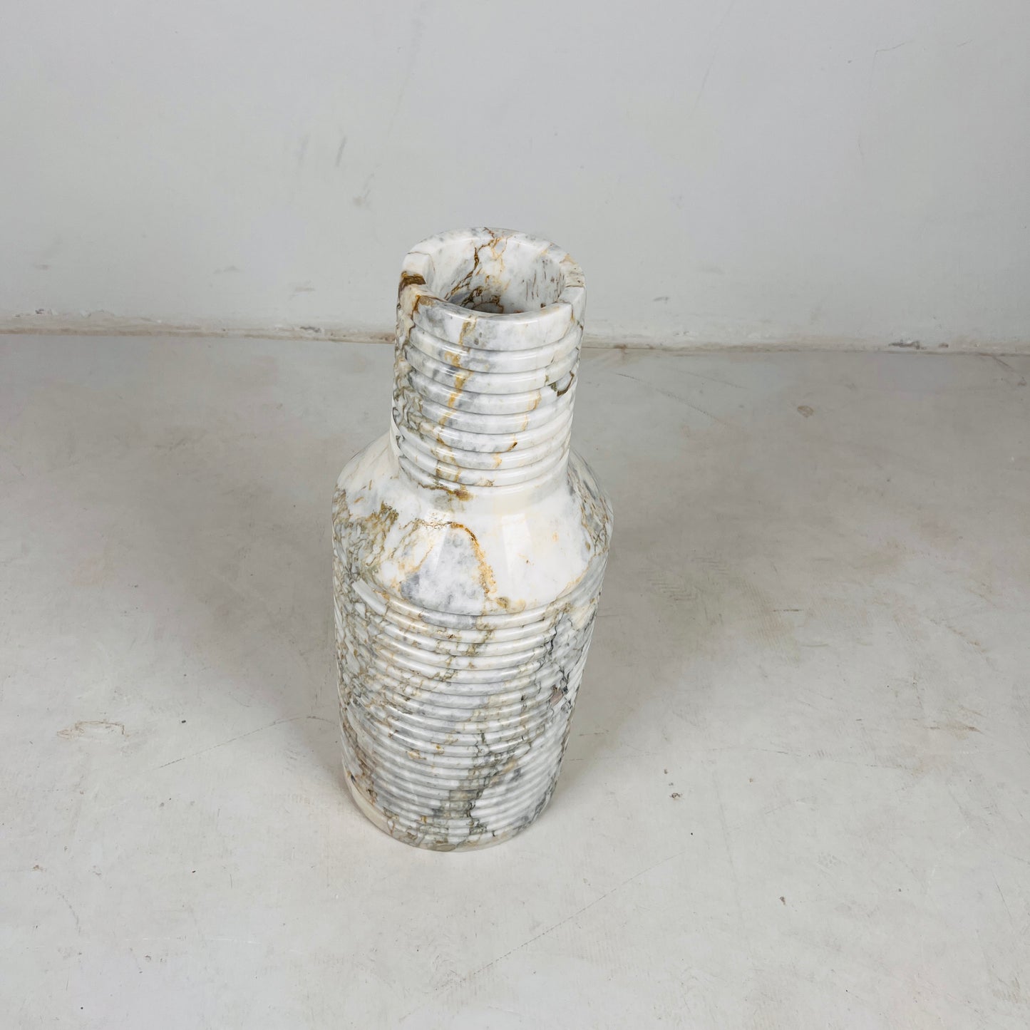 Grooved Marble Vase - Green Commando
