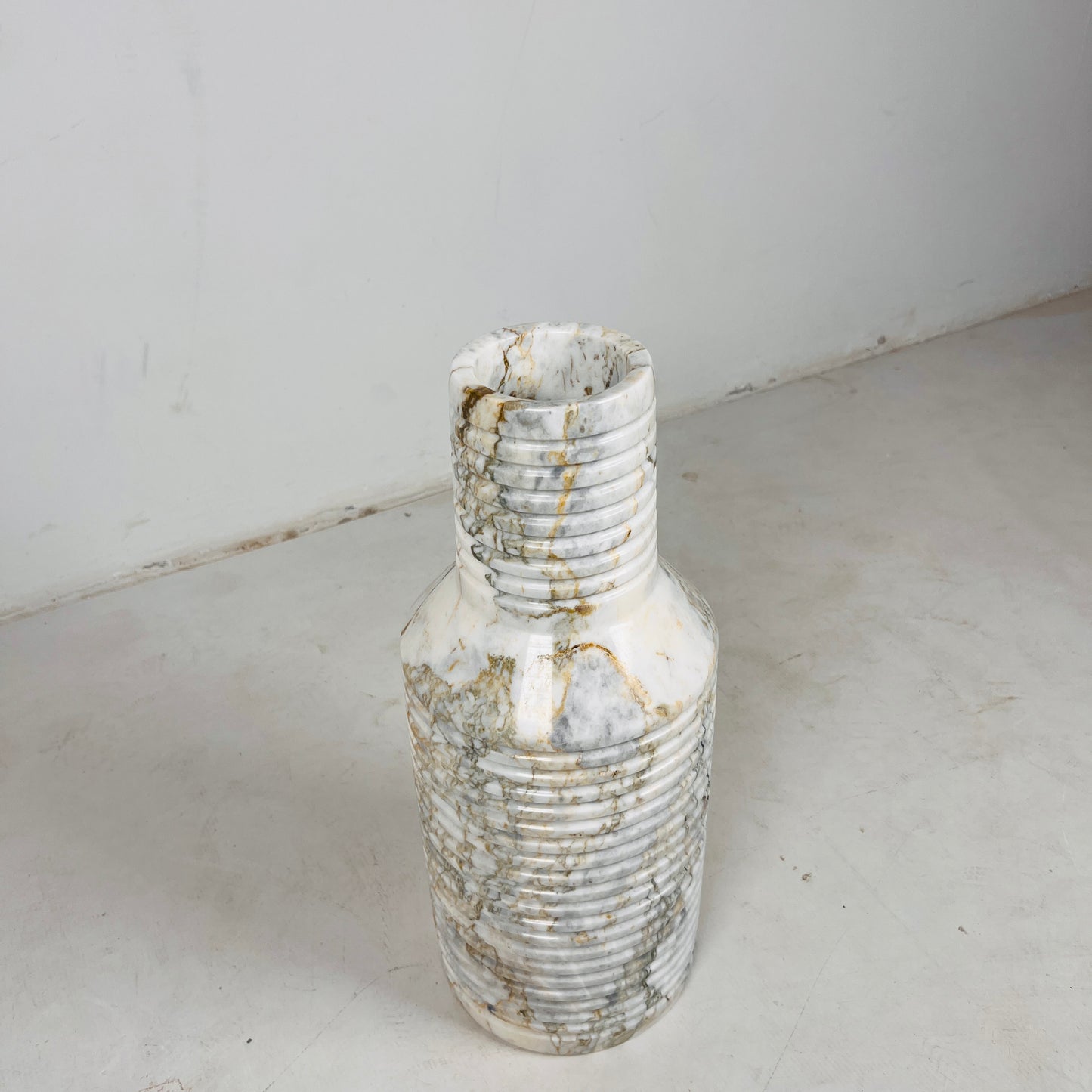 Grooved Marble Vase - Green Commando