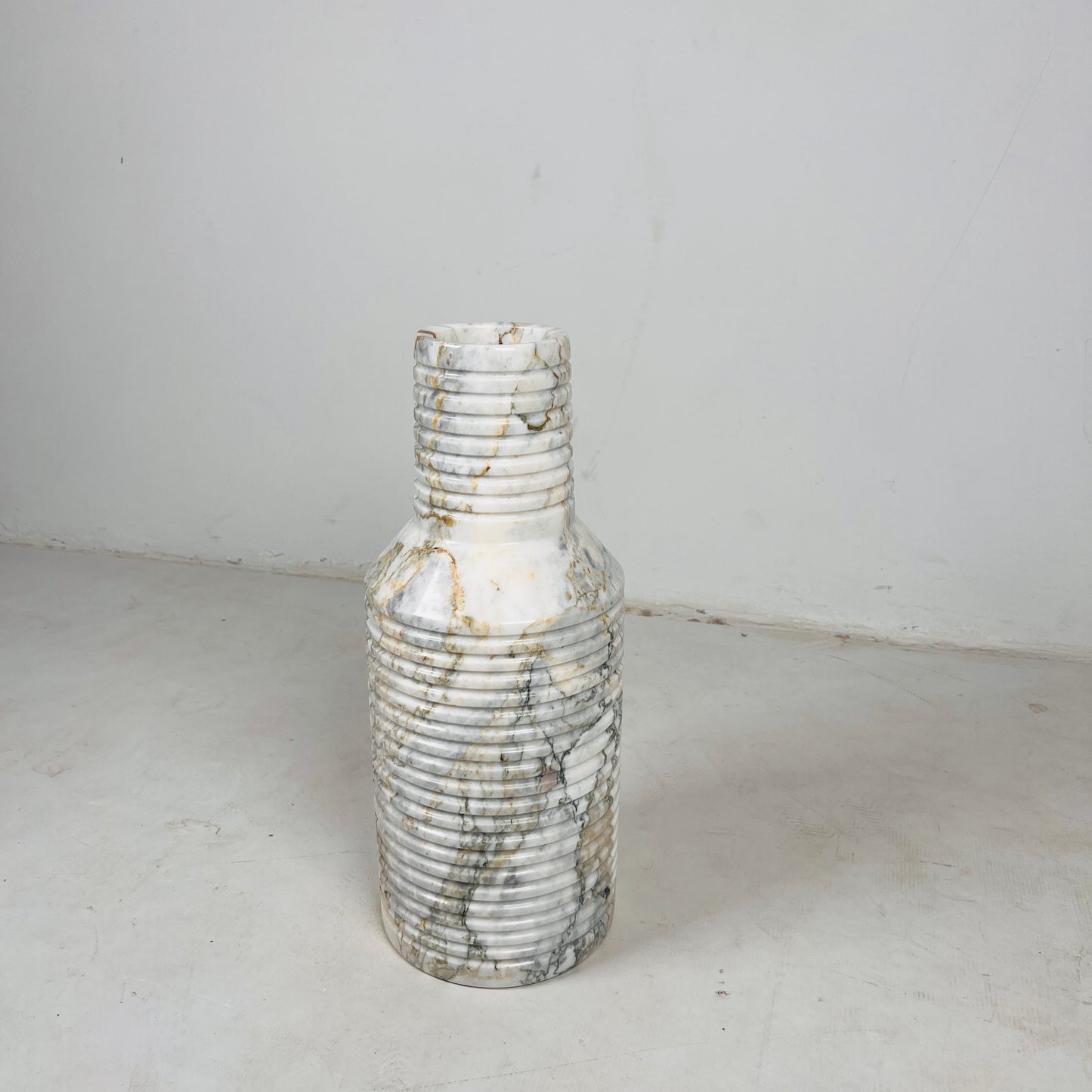 Grooved Marble Vase - Green Commando