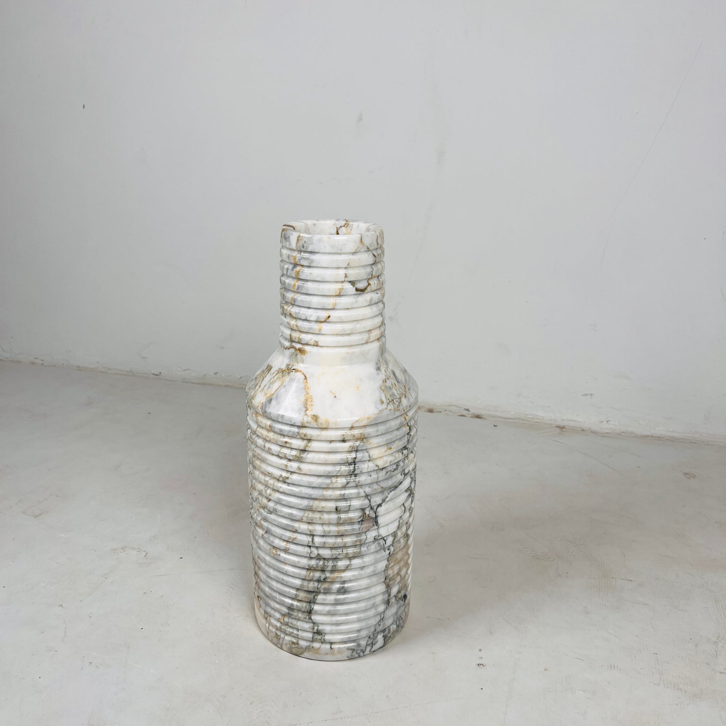 Grooved Marble Vase - Green Commando