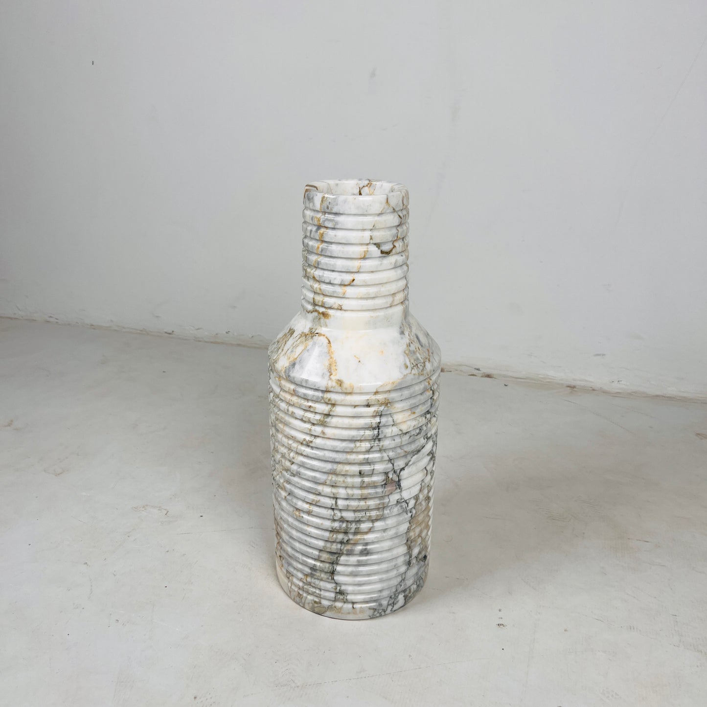 Grooved Marble Vase - Green Commando