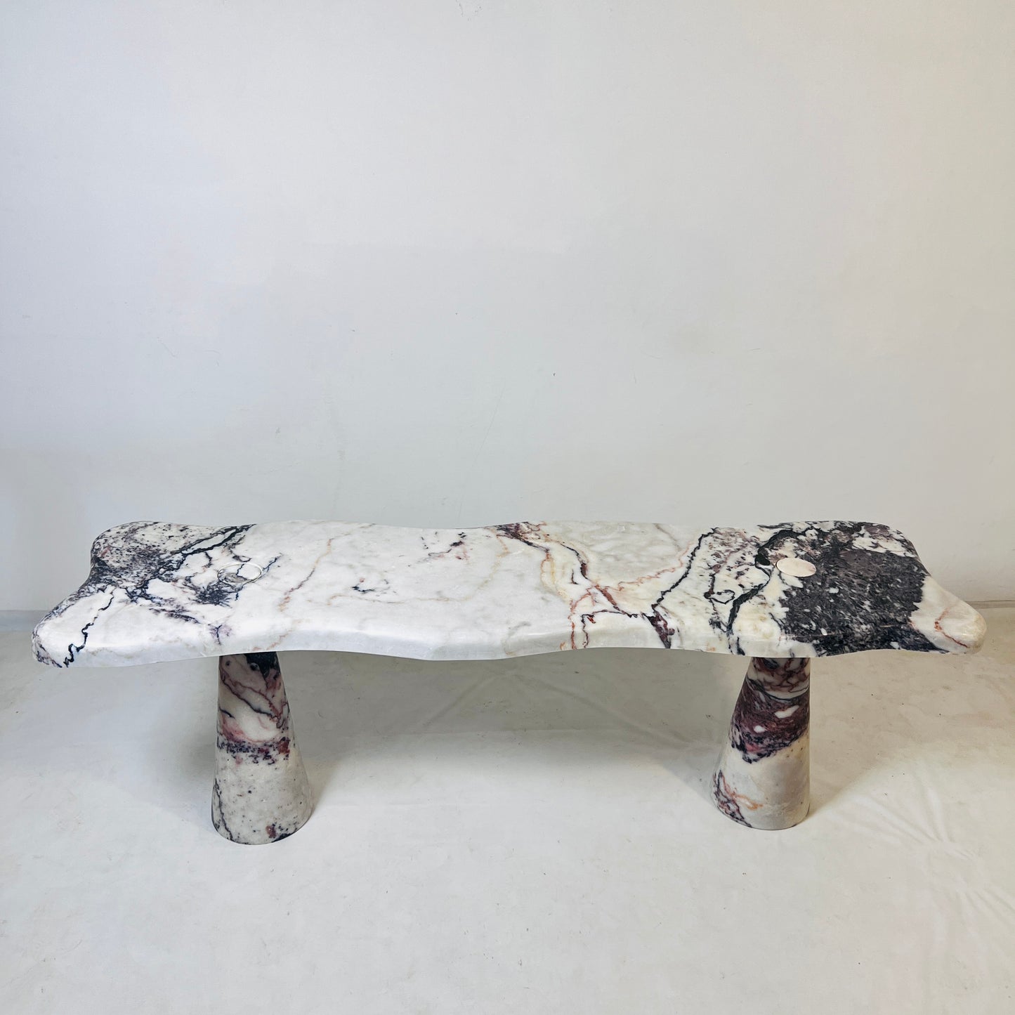 Muse Carved Bench - Red & White