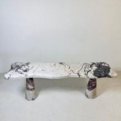 Muse Carved Bench - Red & White