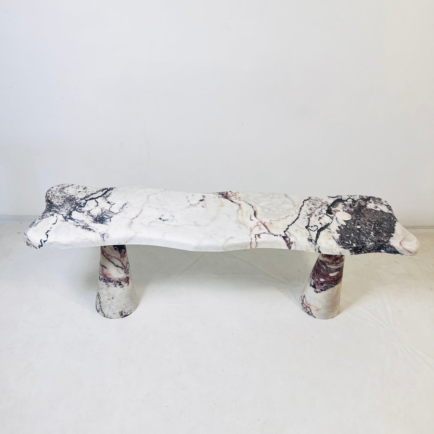 Muse Carved Bench - Red & White