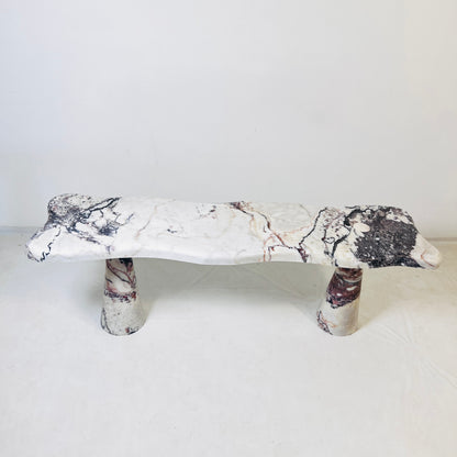 Muse Carved Bench - Red & White