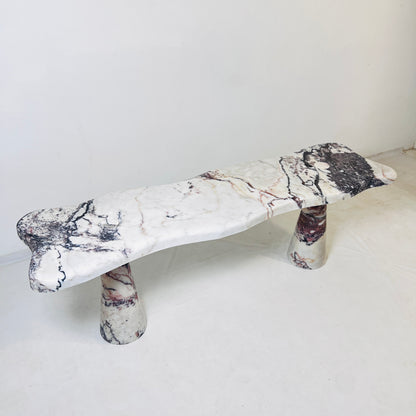 Muse Carved Bench - Red & White