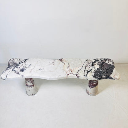 Muse Carved Bench - Red & White