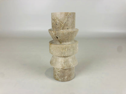 Stacked Candle Stand - Travertine