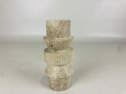 Stacked Candle Stand - Travertine