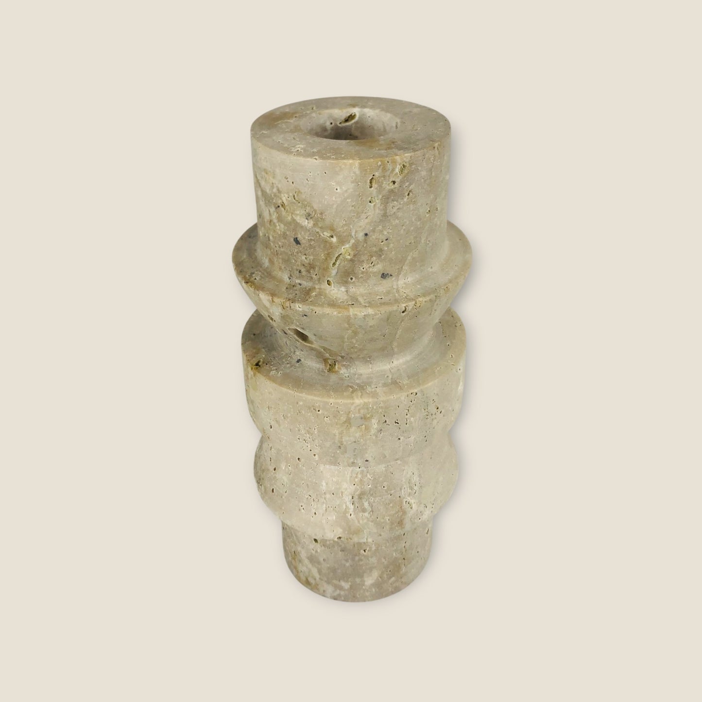 Stacked Candle Stand - Travertine