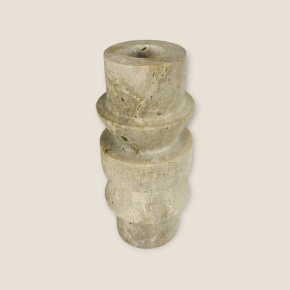 Stacked Candle Stand - Travertine
