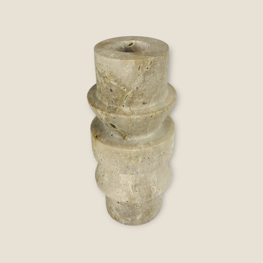 Stacked Candle Stand - Travertine