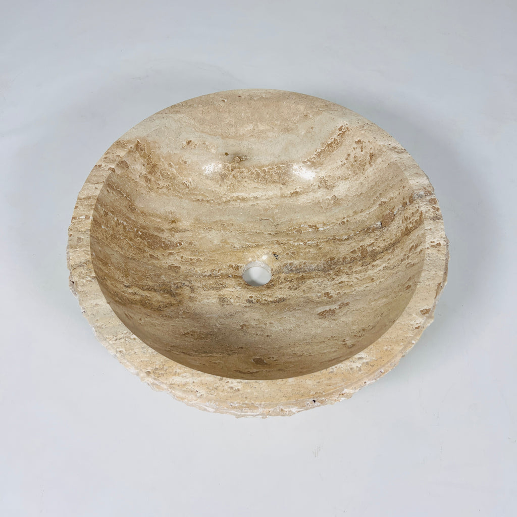 Streaked Beige Travertine Sink