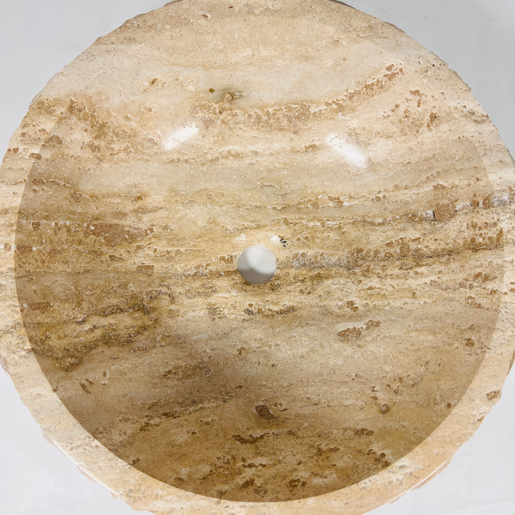 Streaked Beige Travertine Sink