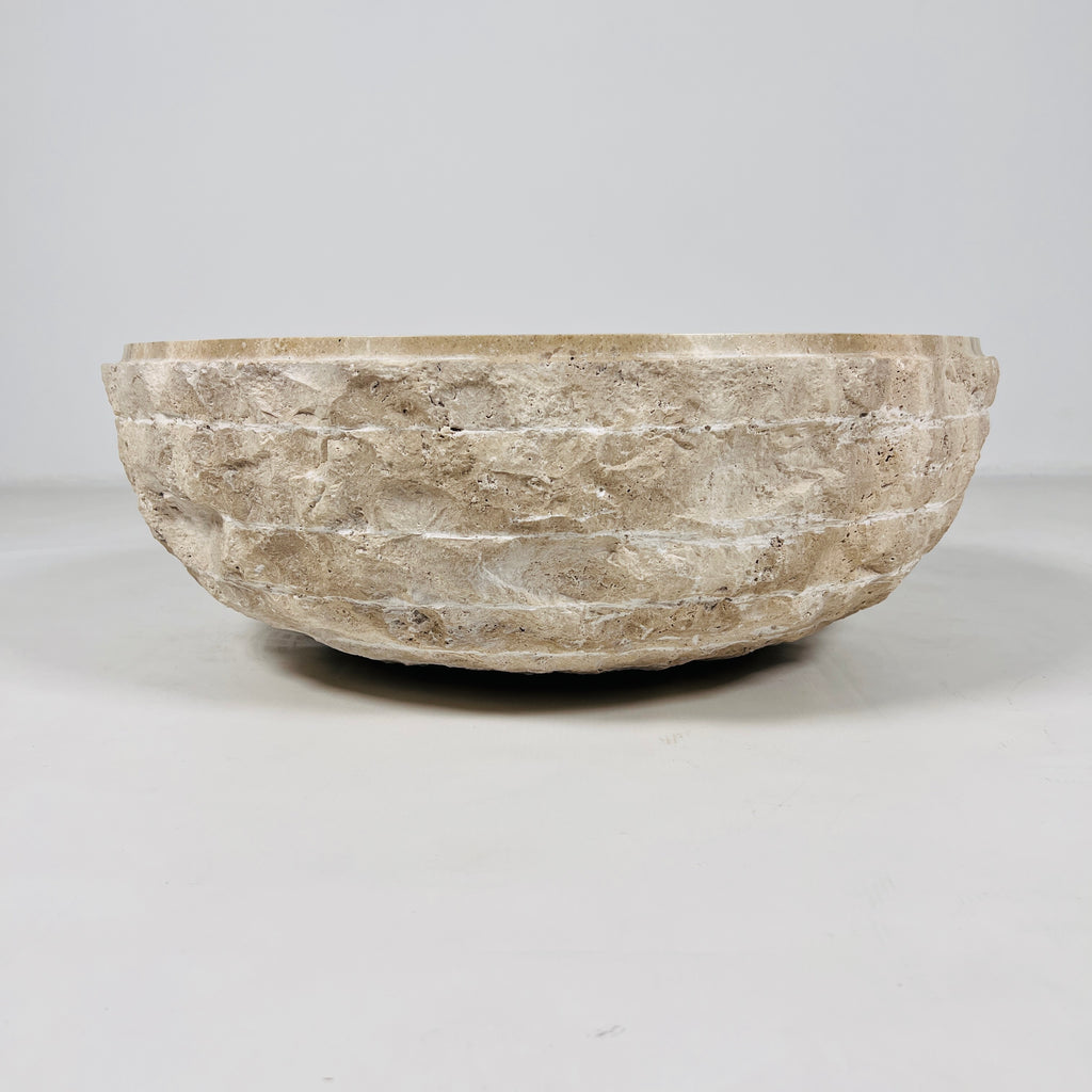 Two-Toned Beige Travertine Sink