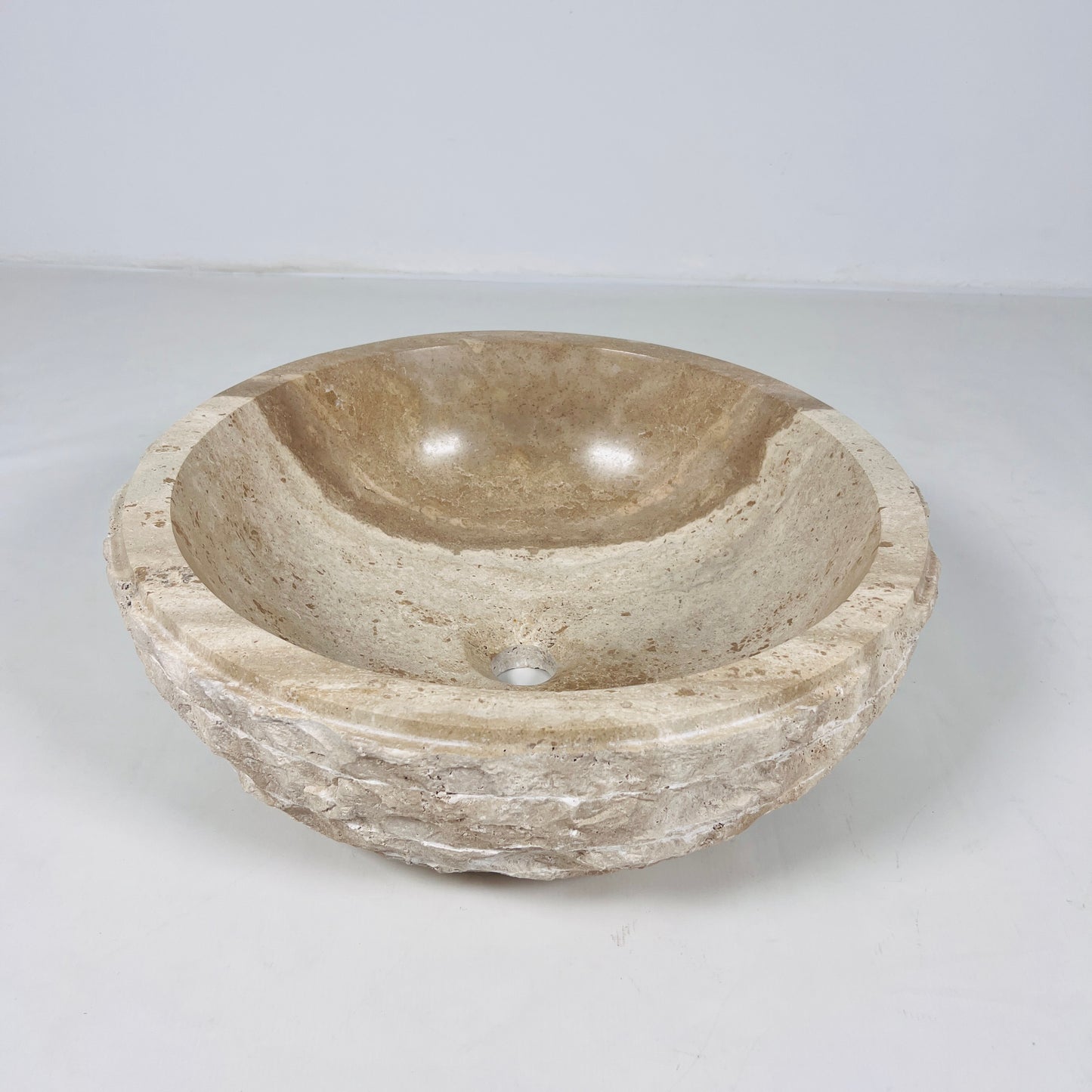 Two-Toned Beige Travertine Sink
