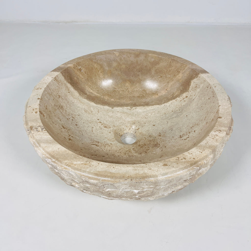 Two-Toned Beige Travertine Sink