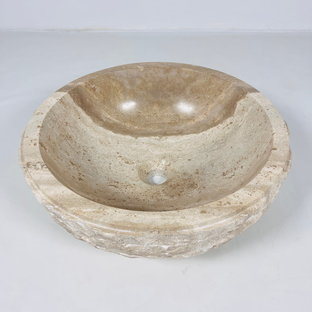 Two-Toned Beige Travertine Sink