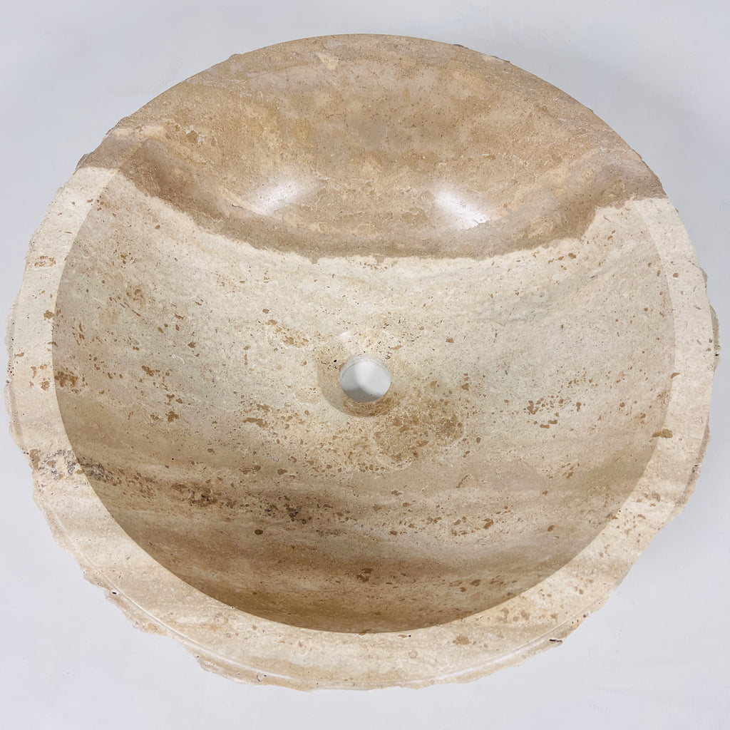 Two-Toned Beige Travertine Sink