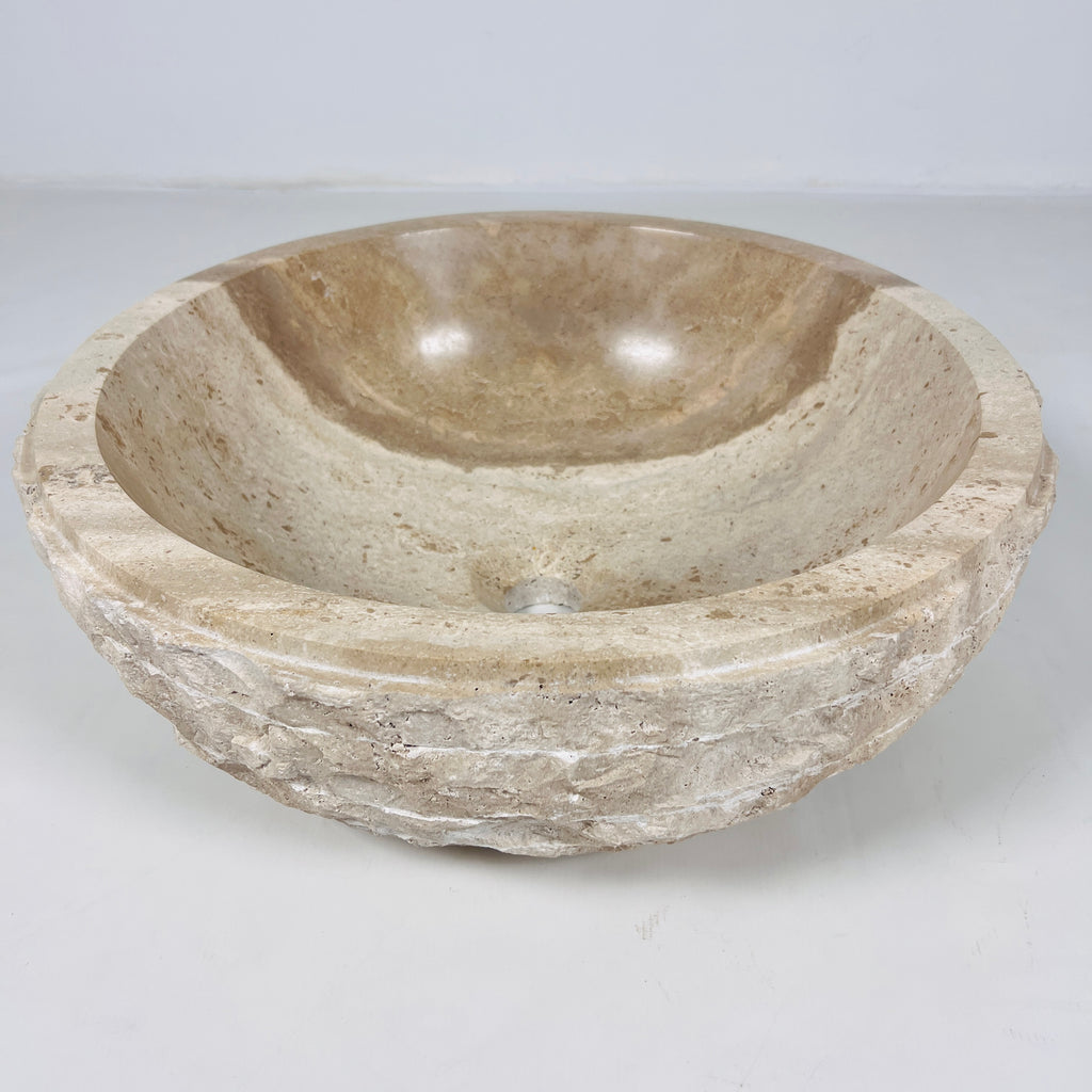 Two-Toned Beige Travertine Sink