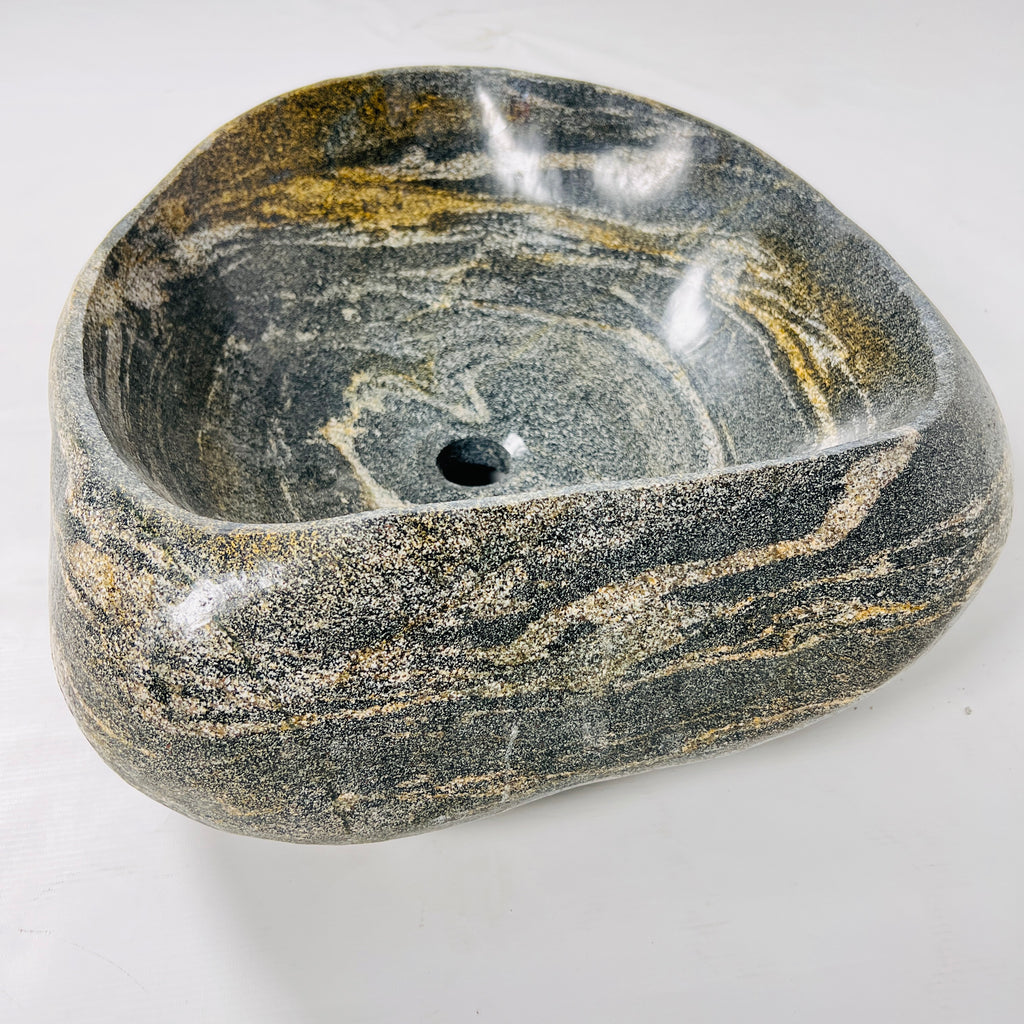 Brown With Cream Circles River Stone Sink