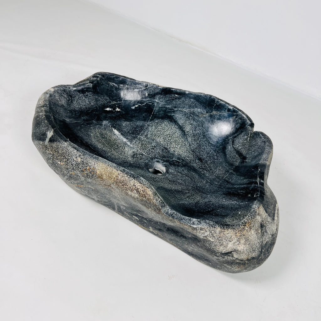 Black and Beige River Stone Sink