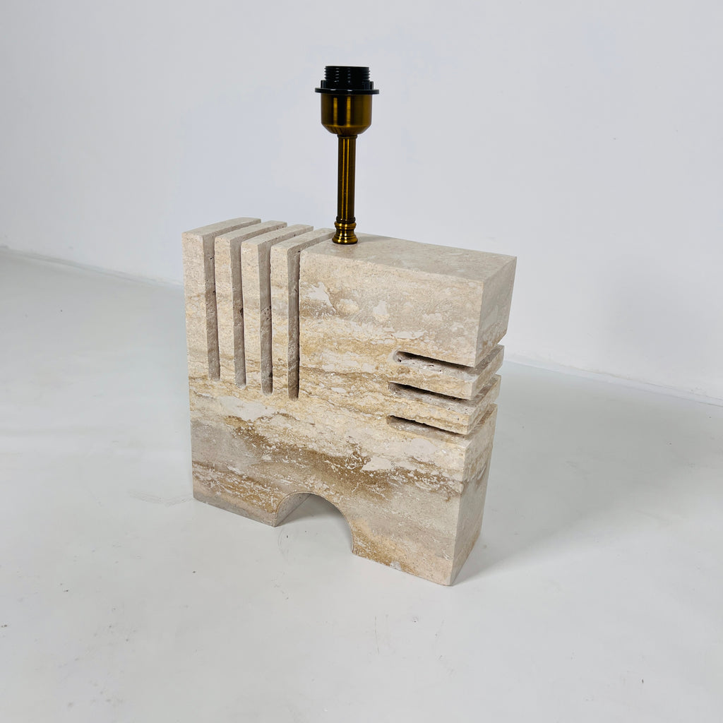 Puzzle Piece Travertine Table Lamp