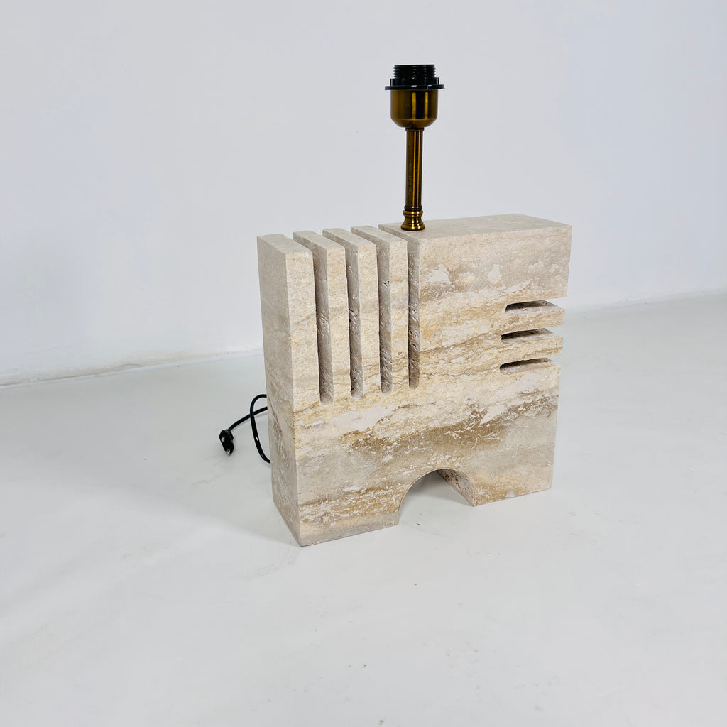 Puzzle Piece Travertine Table Lamp