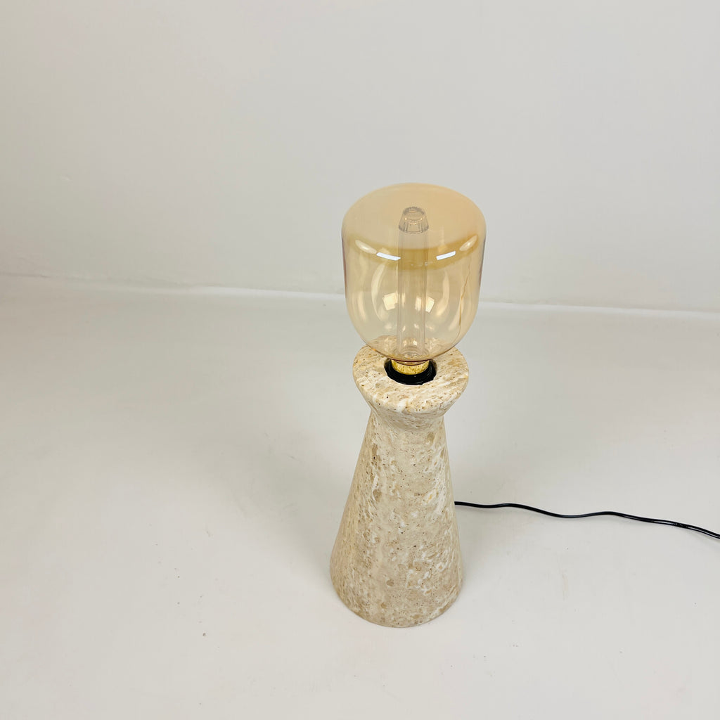 Upside Down Funnel Travertine Table Lamp