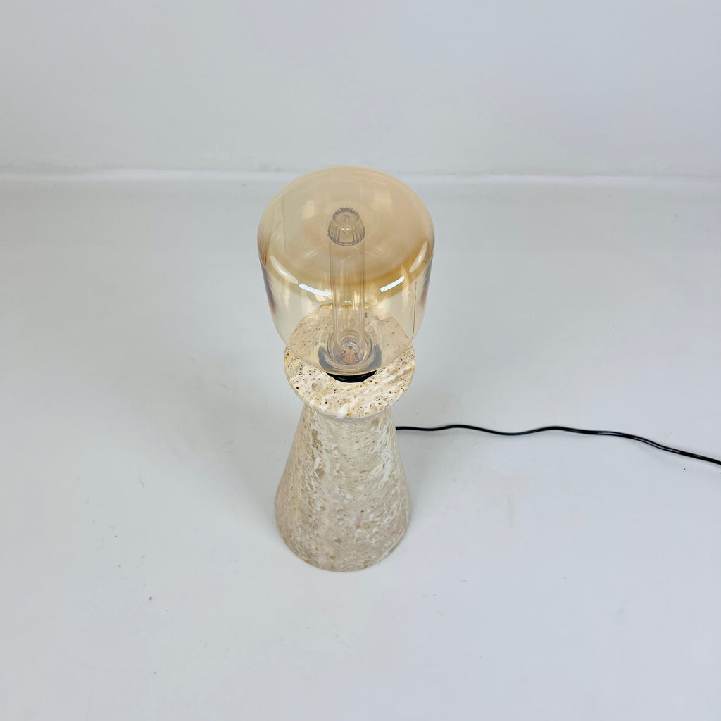 Upside Down Funnel Travertine Table Lamp