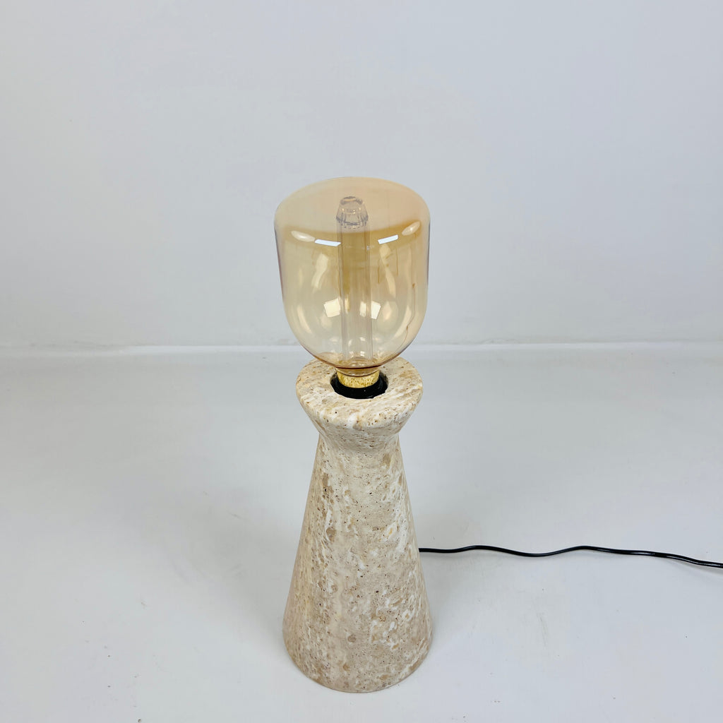 Upside Down Funnel Travertine Table Lamp