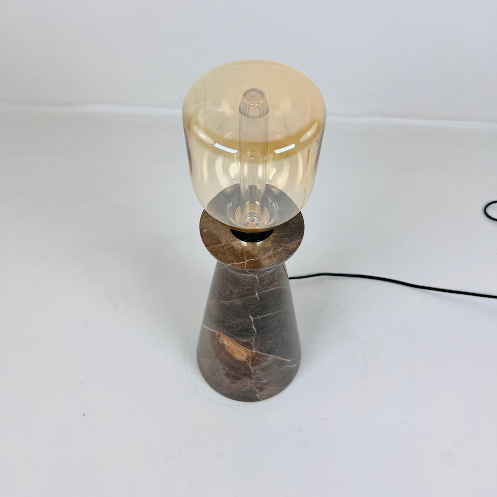 Upside Down Funnel Amber Marked Table Lamp