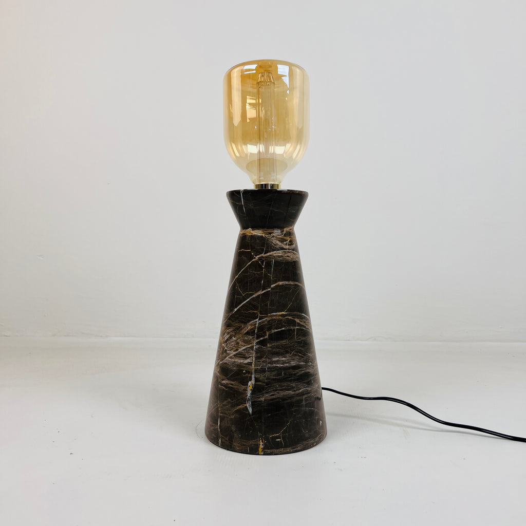 Upside Down Funnel Amber Lined Table Lamp