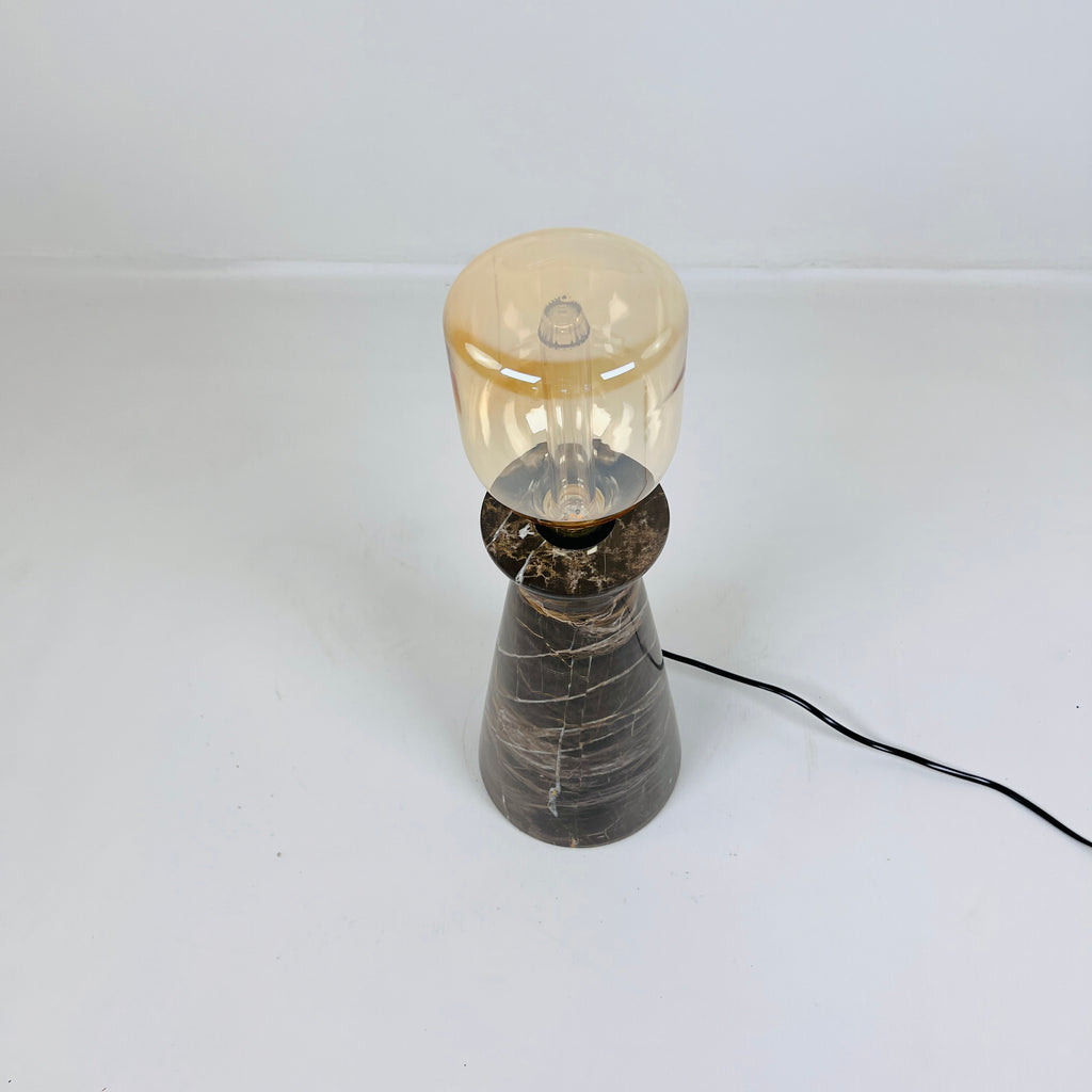 Upside Down Funnel Amber Lined Table Lamp