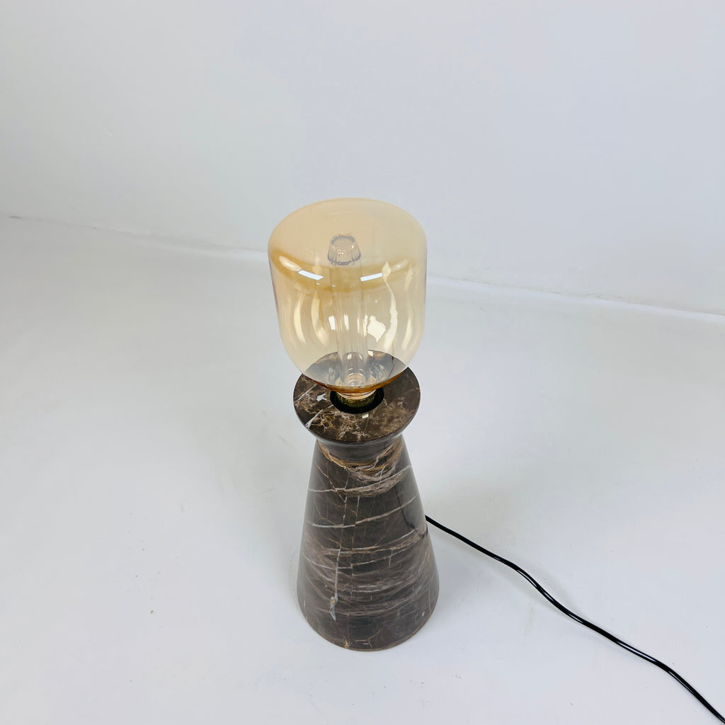 Upside Down Funnel Amber Lined Table Lamp