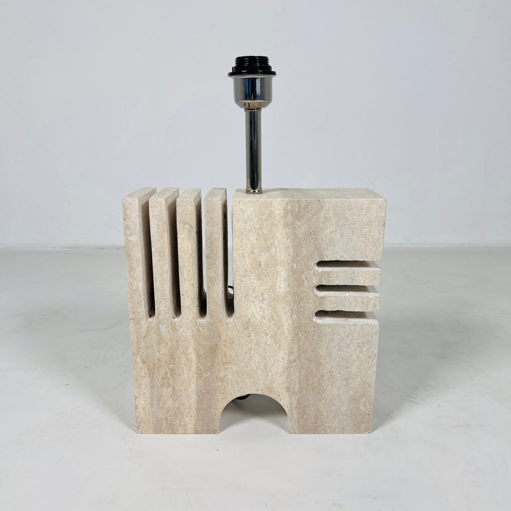 Puzzle Piece Travertine Table Lamp