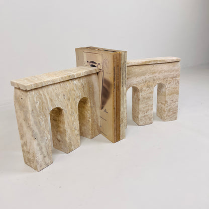 Bridge Bookends Pair - Travertine