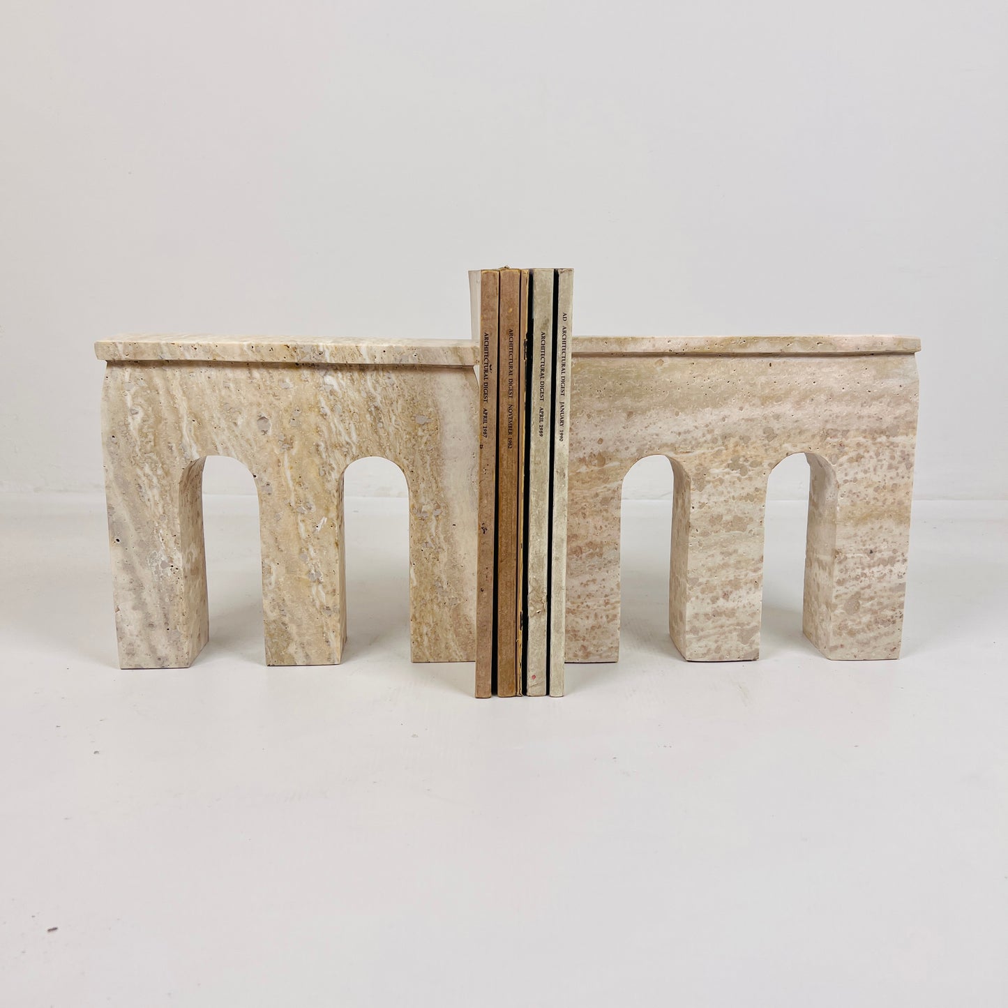 Bridge Bookends Pair - Travertine