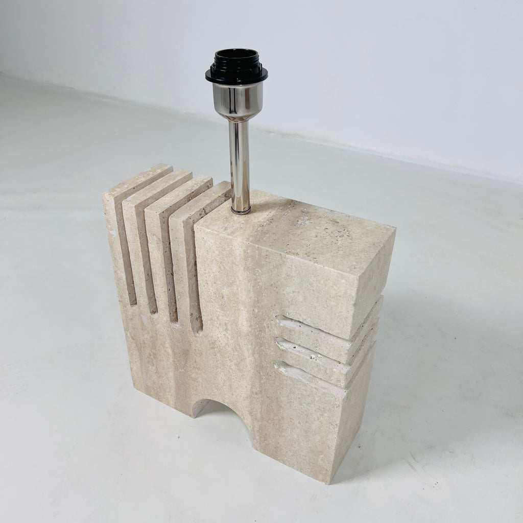 Puzzle Piece Travertine Table Lamp